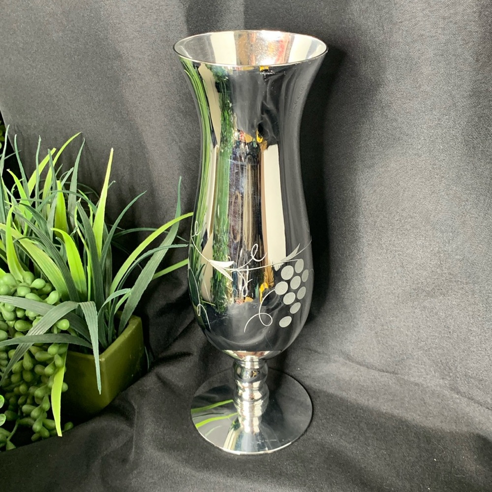 Vintage CANDLELITE CRYSTAL silver hand cut glass vase By Mueller